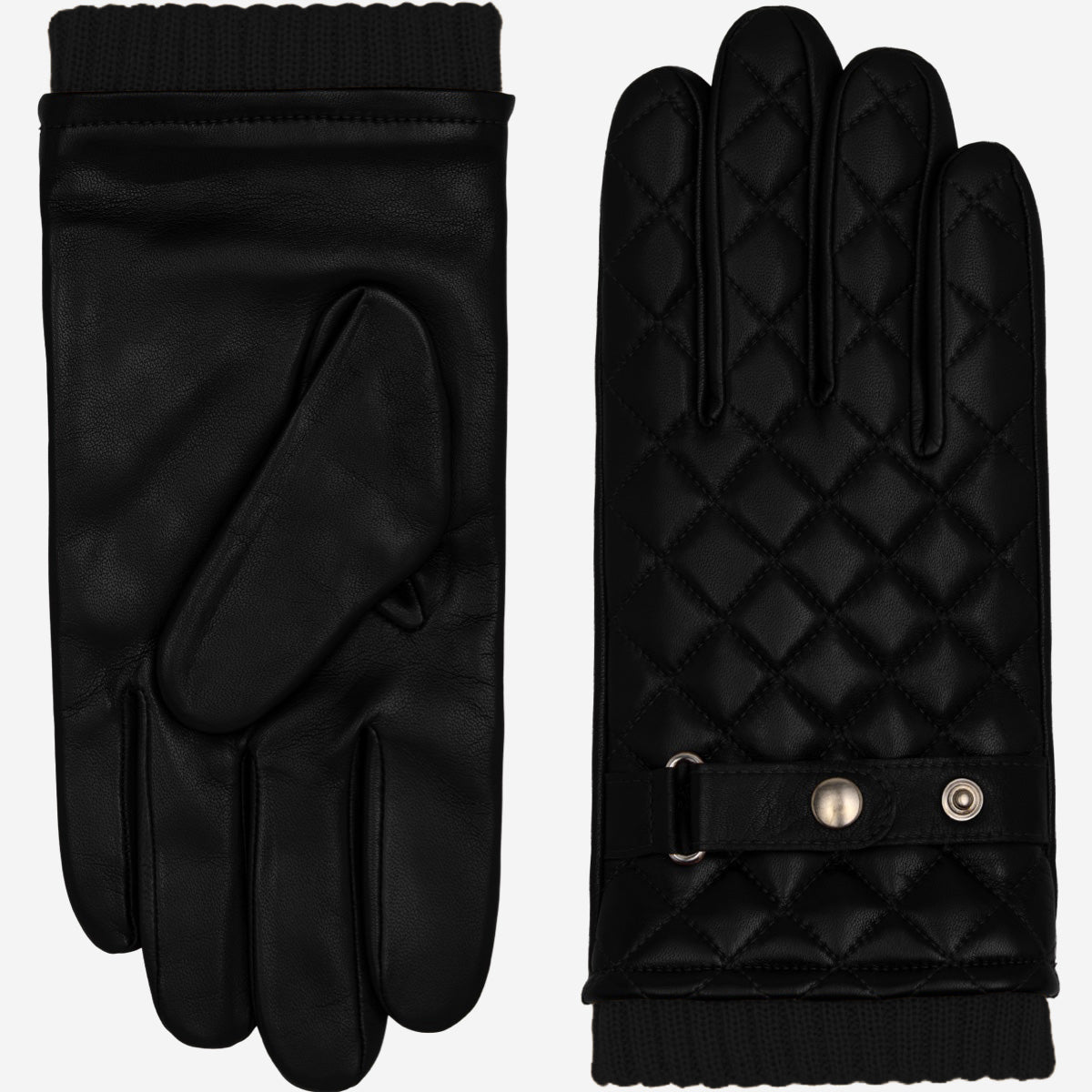Luca (black) - Italian lambskin leather gloves with cashmere lining and checkered pattern - Leather Gloves Online - Luxury Leather Gloves - 2