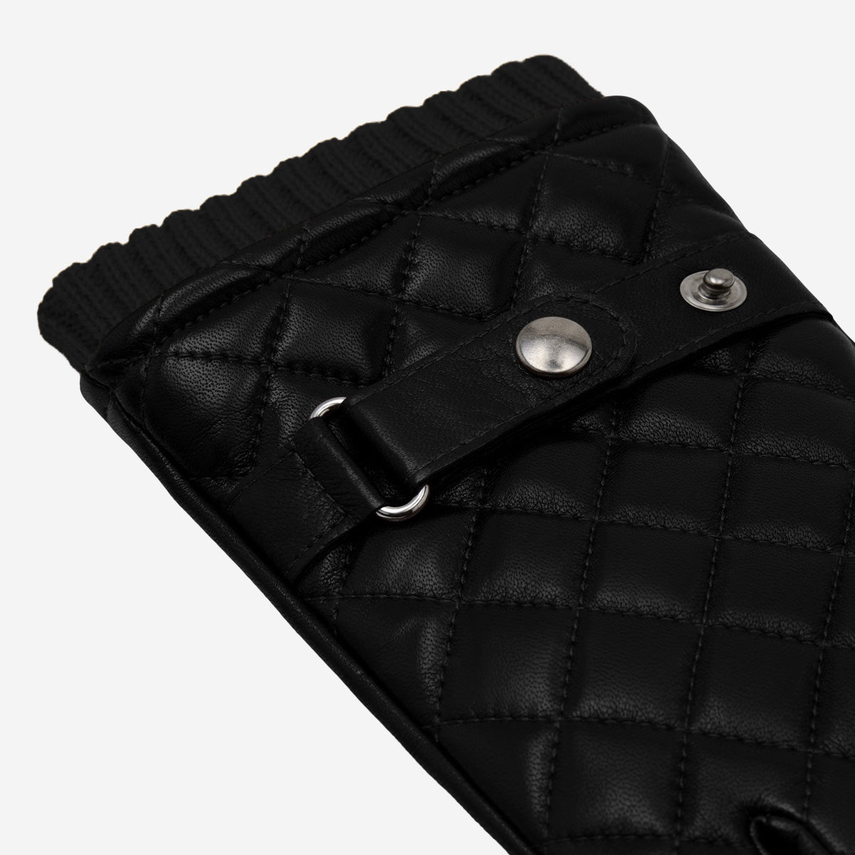 Luca (black) - Italian lambskin leather gloves with cashmere lining and checkered pattern - Leather Gloves Online - Luxury Leather Gloves - 4