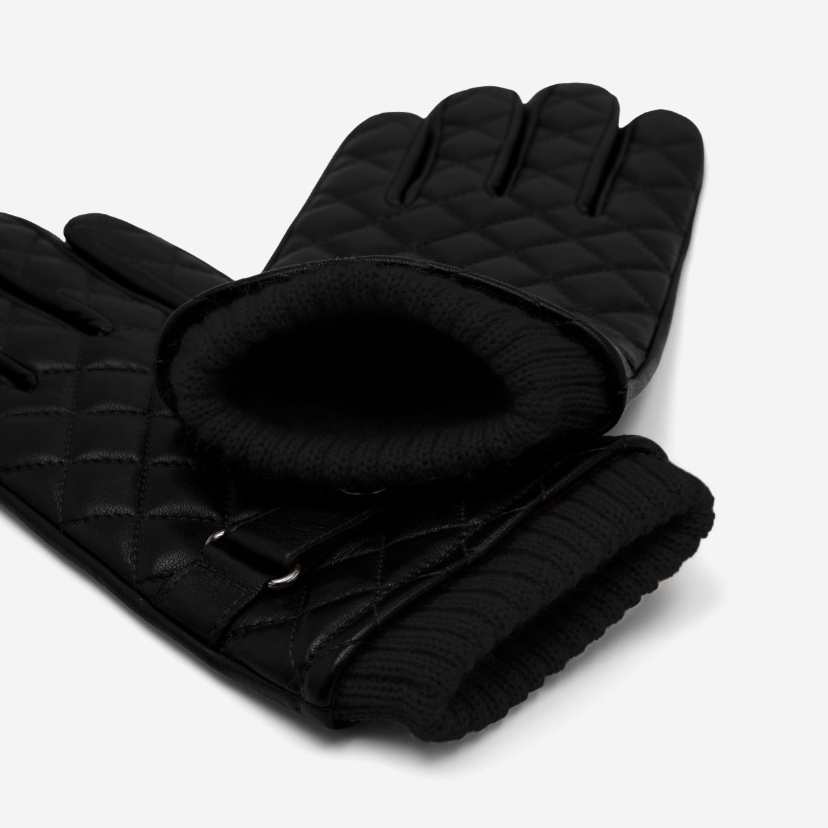 Luca (black) - Italian lambskin leather gloves with cashmere lining and checkered pattern - Leather Gloves Online - Luxury Leather Gloves - 3