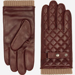 Luca (brown) - Italian lambskin leather gloves with cashmere lining and checkered pattern - Leather Gloves Online - Luxury Leather Gloves - 2