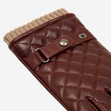 Luca (brown) - Italian lambskin leather gloves with cashmere lining and checkered pattern - Leather Gloves Online - Luxury Leather Gloves - 3