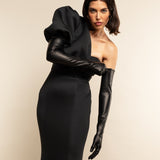 Lucia (black) - Italian unlined 16-button length leather opera gloves - Leather Gloves Online - Luxury Leather Gloves - 5