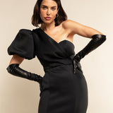 Lucia (black) - Italian unlined 12-button length leather opera gloves - Leather Gloves Online - Luxury Leather Gloves - 6