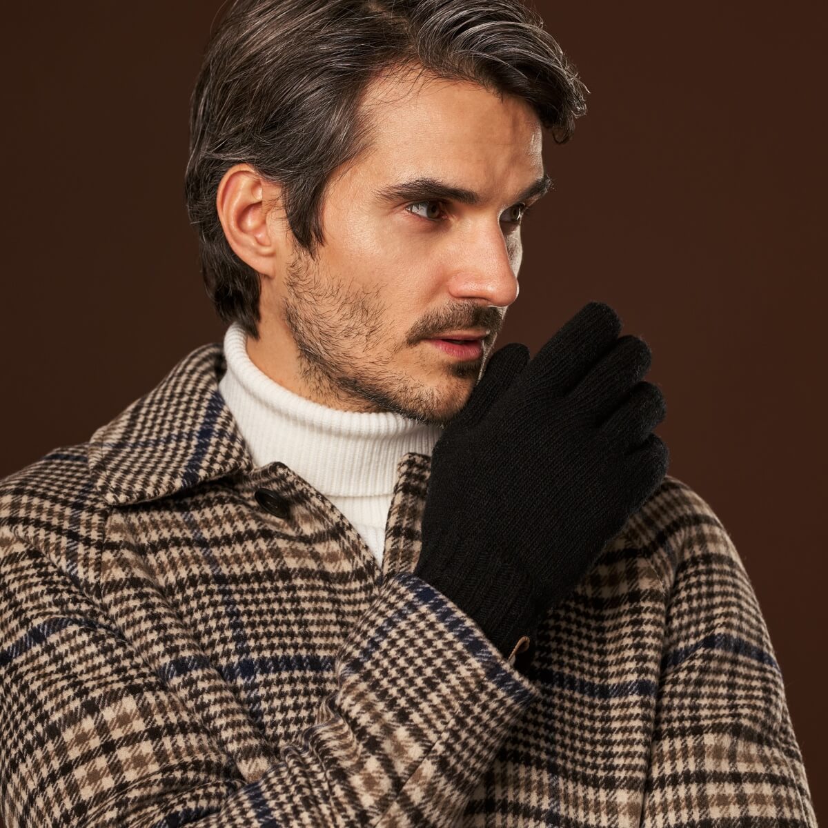 Luciano (black) - Handmade Italian knitted wool gloves with luxurious cashmere lining - Leather Gloves Online - Luxury Wool Gloves - 5