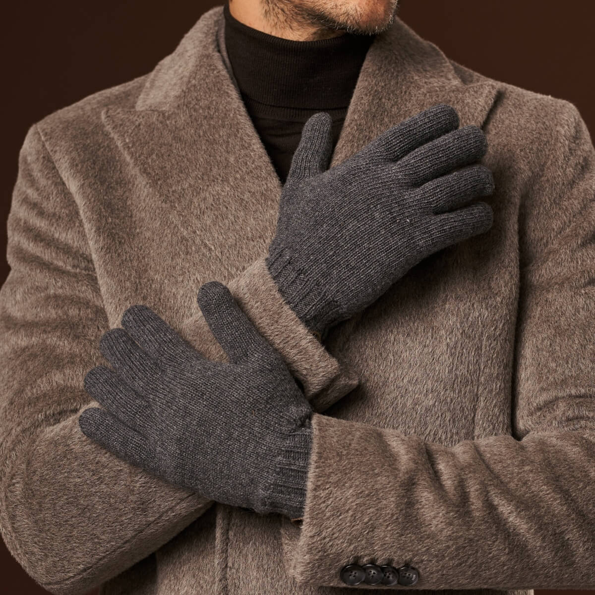 Luciano (grey) - Handmade Italian knitted wool gloves with luxurious cashmere lining - Leather Gloves Online - Luxury Wool Gloves - 6