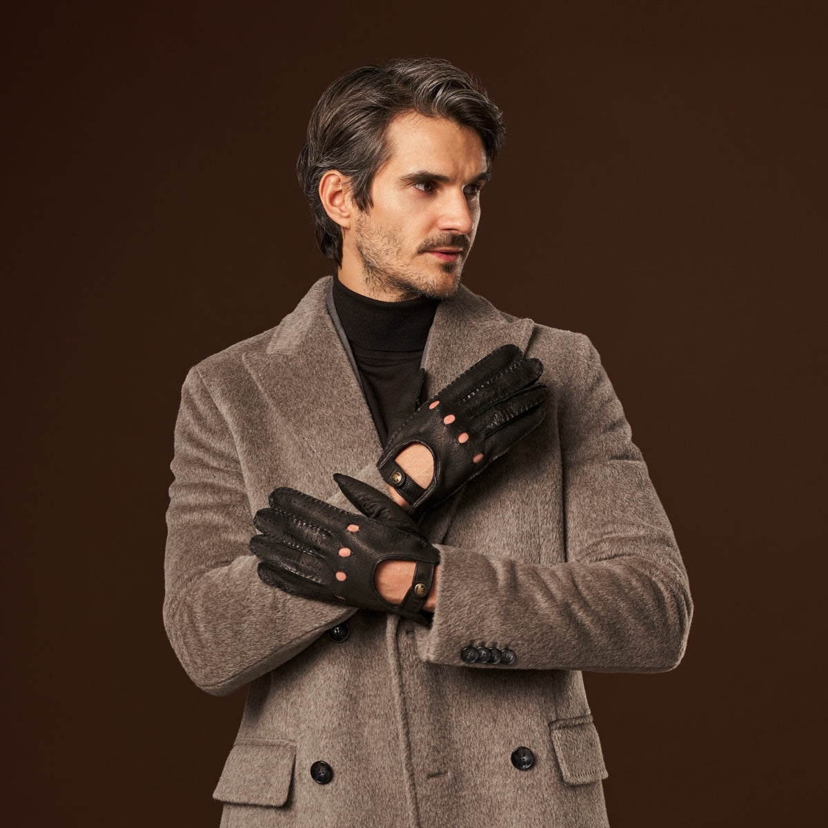Marcello (black) – Luxurious Italian peccary driving gloves - Leather Gloves Online - Luxury Leather Gloves - 4