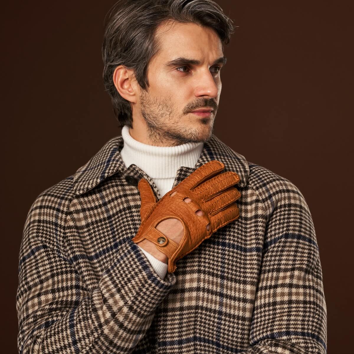 Marcello (brown) – Luxurious Italian peccary driving gloves - Leather Gloves Online - Luxury Leather Gloves - 6