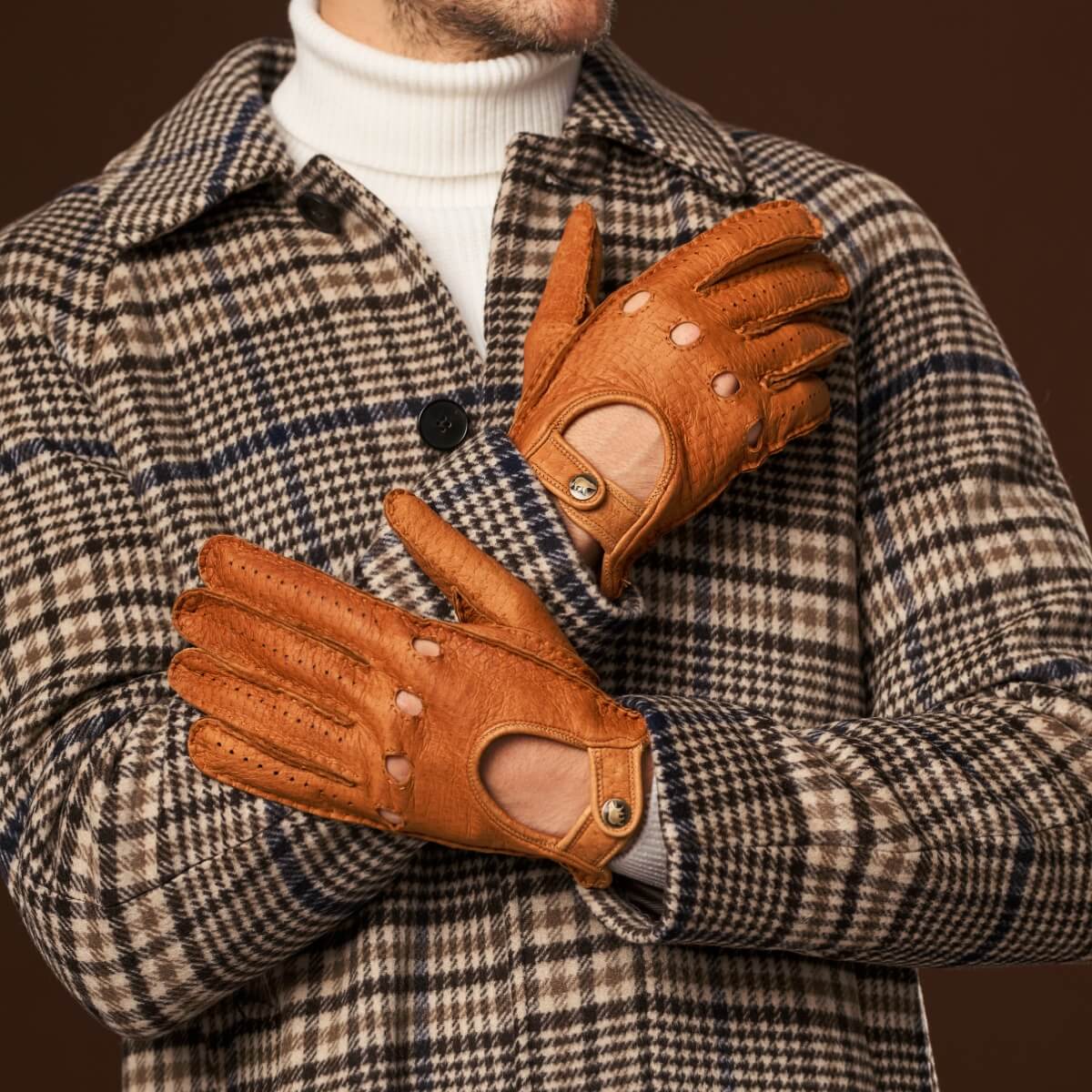 Marcello (brown) – Luxurious Italian peccary driving gloves - Leather Gloves Online - Luxury Leather Gloves - 8