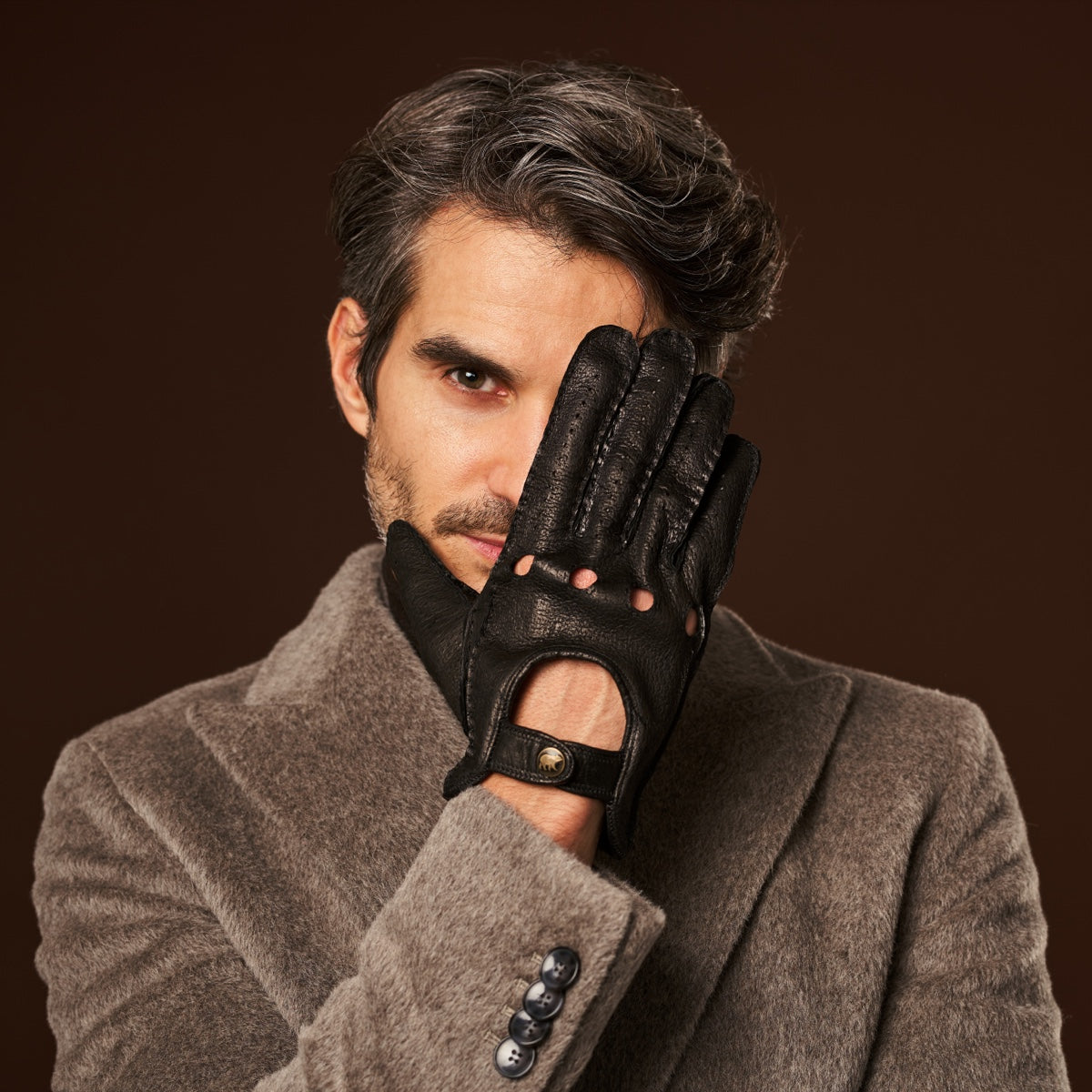 Marcello (black) – Luxurious Italian peccary driving gloves - Leather Gloves Online - Luxury Leather Gloves - 9