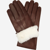 Marco (brown) - Italian lambskin leather gloves with white rabbit fur lining - Leather Gloves Online - Luxury Leather Gloves - 1