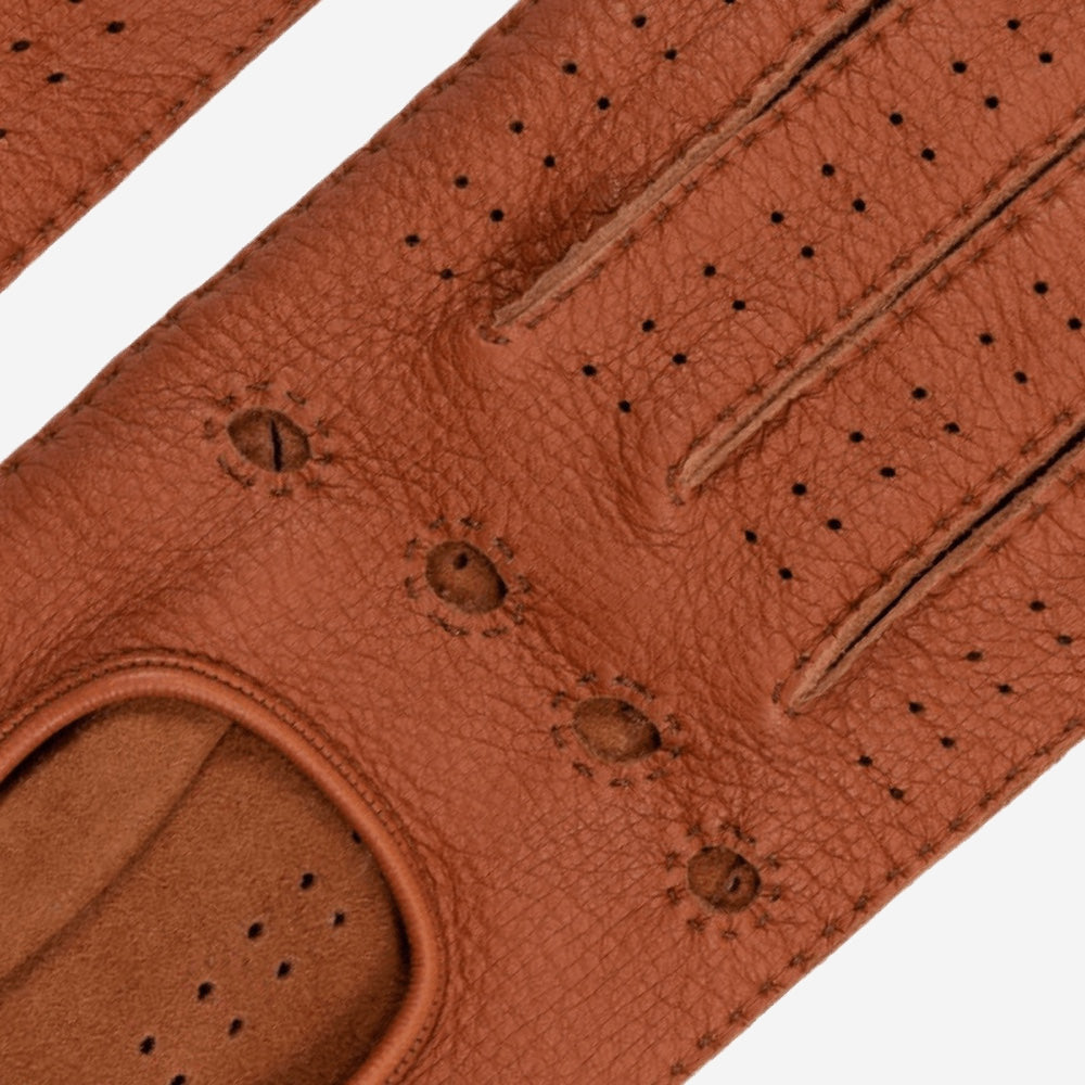 Maria (brown) - Italian driving gloves made of American deerskin leather - Leather Gloves Online - Luxury Leather Gloves - 2