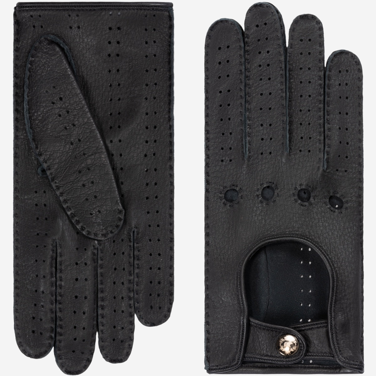 Maria (black) - Italian driving gloves made of American deerskin leather - Leather Gloves Online - Luxury Leather Gloves - 1