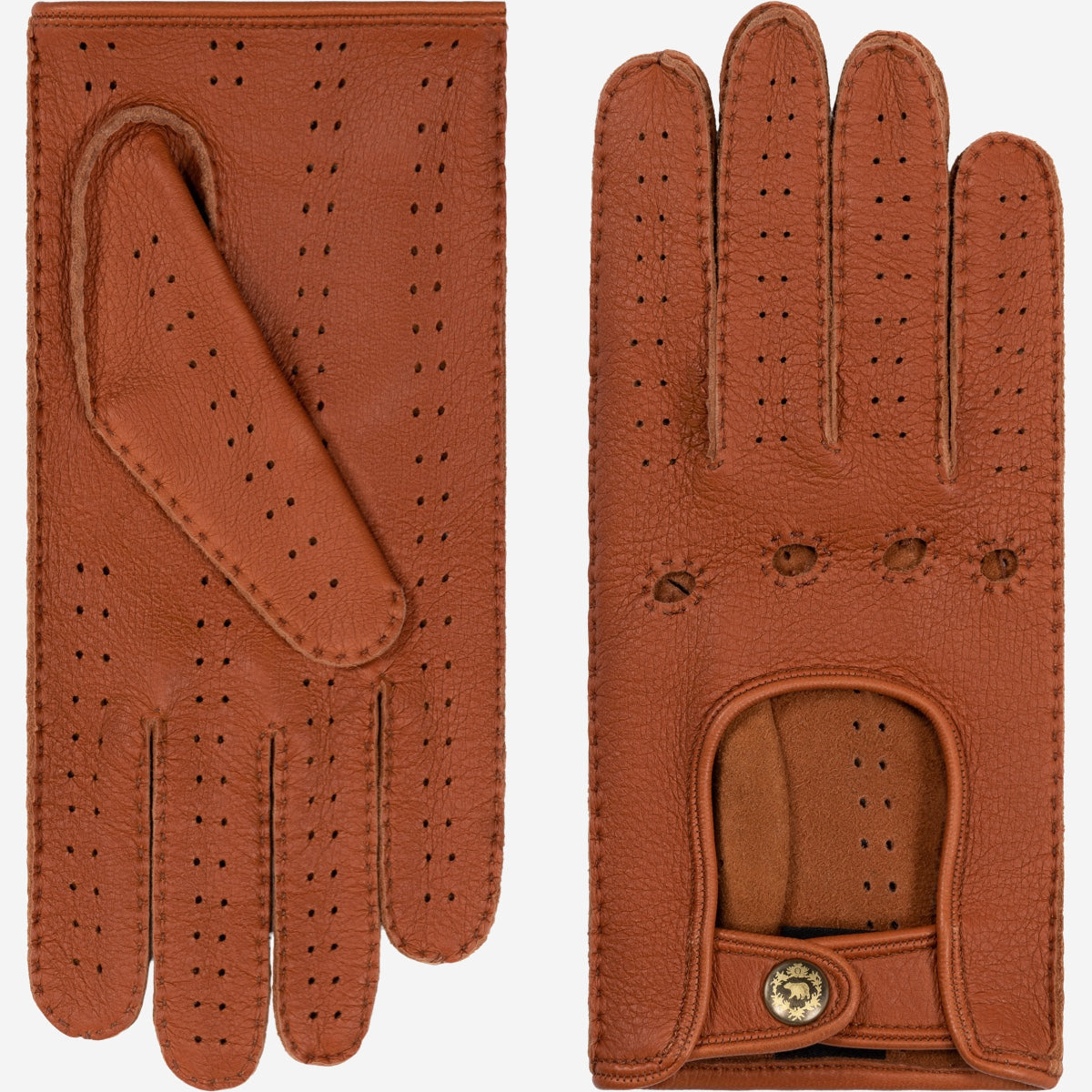 Maria (brown) - Italian driving gloves made of American deerskin leather - Leather Gloves Online - Luxury Leather Gloves - 1