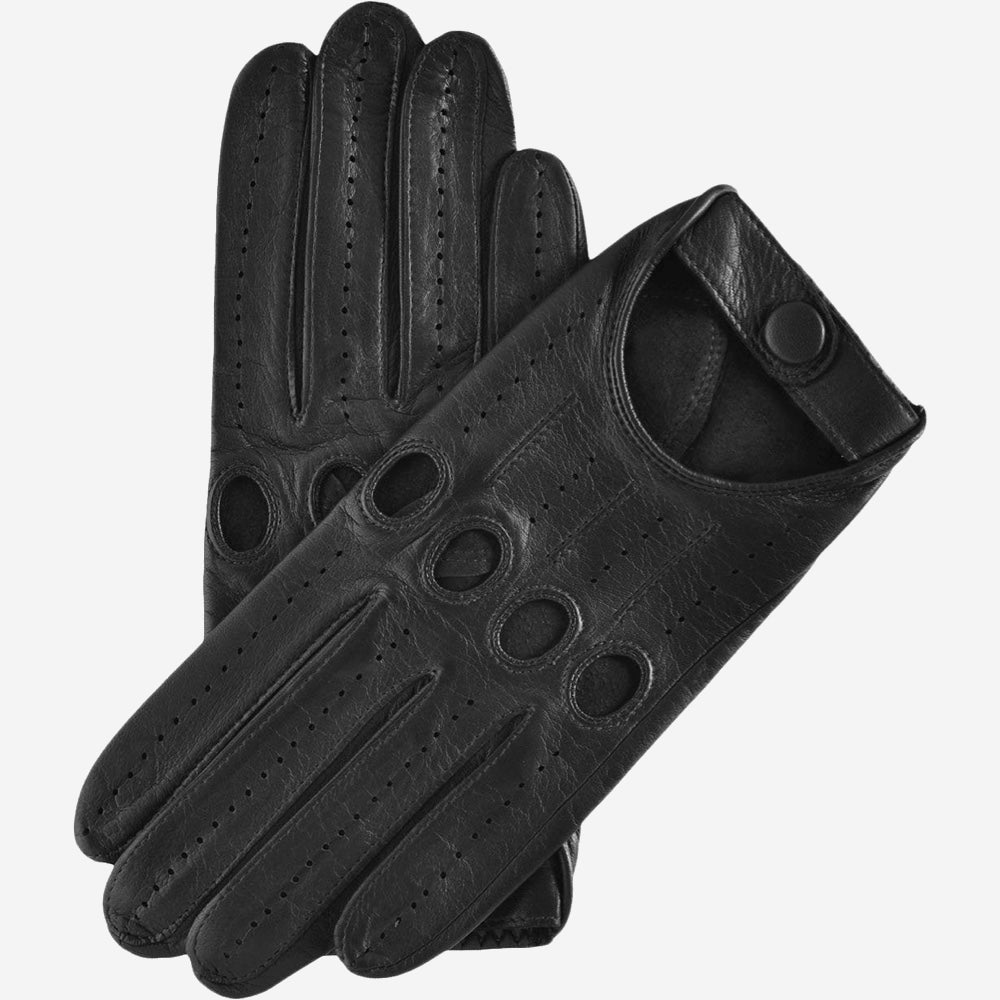 Mario (black) - Italian lambskin leather driving gloves & touchscreen feature - Leather Gloves Online - Luxury Leather Gloves - 1