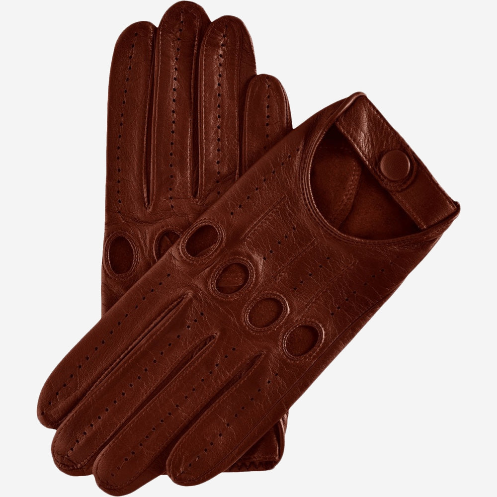 Mario (brown) - Italian lambskin leather driving gloves & touchscreen feature  - Leather Gloves Online - Luxury Leather Gloves - 1