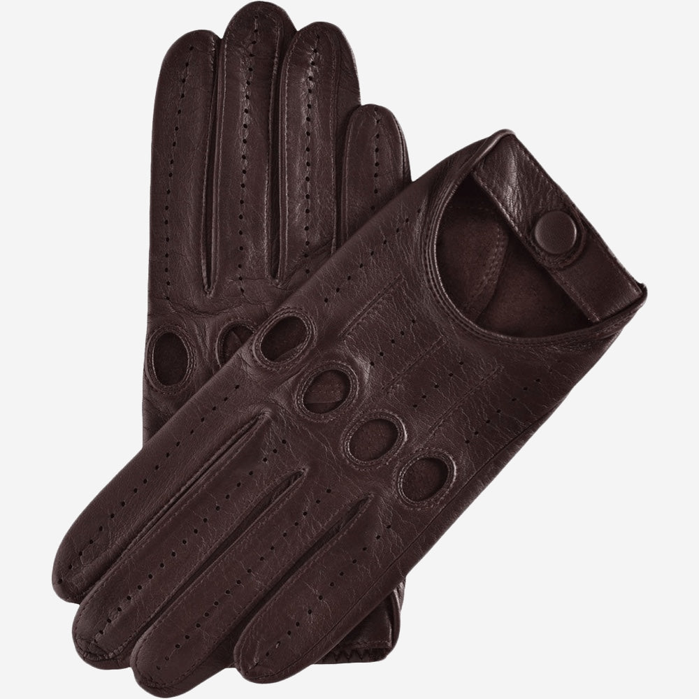 Mario (dark brown) - Italian lambskin leather driving gloves & touchscreen feature - Leather Gloves Online - Luxury Leather Gloves - 1