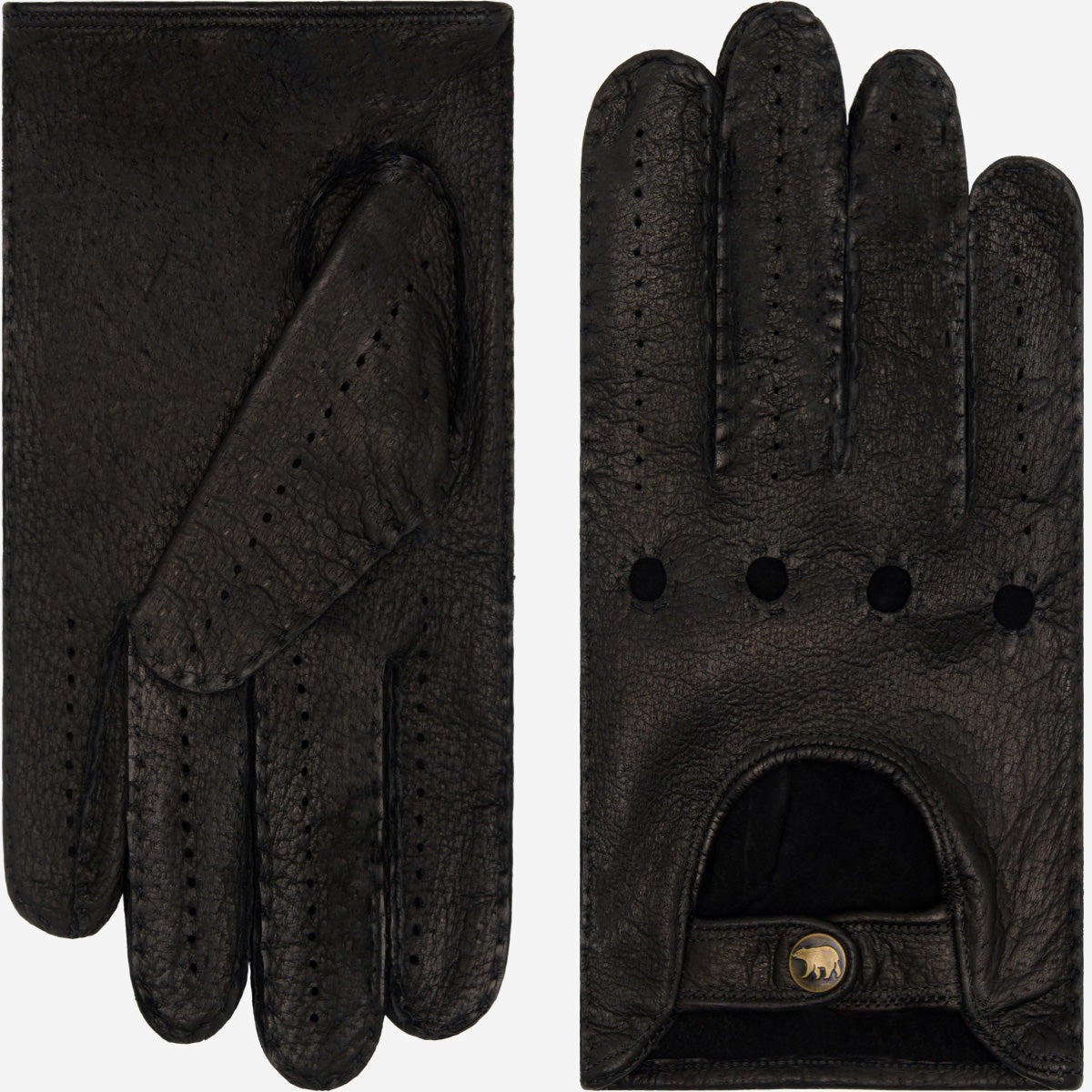 Marcello (black) – Luxurious Italian peccary driving gloves - Leather Gloves Online - Luxury Leather Gloves - 1