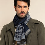Federico (grey/blue) - warm and soft Italian scarf from wool blend  - Leather Gloves Online - Luxury Italian Scarf - 2