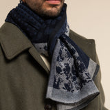Federico (grey/blue) - warm and soft Italian scarf from wool blend  - Leather Gloves Online - Luxury Italian Scarf - 8