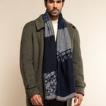 Federico (grey/blue) - warm and soft Italian scarf from wool blend  - Leather Gloves Online - Luxury Italian Scarf - 9