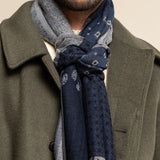 Federico (grey/blue) - warm and soft Italian scarf from wool blend  - Leather Gloves Online - Luxury Italian Scarf - 10