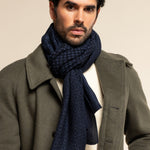 Bruno (blue) - warm and soft Italian scarf from wool blend - Leather Gloves Online - Luxury Silk Scarf - 2