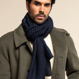 Bruno (blue) - warm and soft Italian scarf from wool blend - Leather Gloves Online - Luxury Silk Scarf - 2