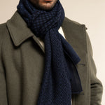 Bruno (blue) - warm and soft Italian scarf from wool blend - Leather Gloves Online - Luxury Silk Scarf - 7