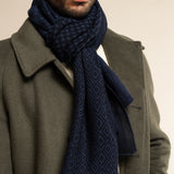 Bruno (blue) - warm and soft Italian scarf from wool blend - Leather Gloves Online - Luxury Silk Scarf - 7