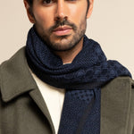 Bruno (blue) - warm and soft Italian scarf from wool blend - Leather Gloves Online - Luxury Silk Scarf - 10