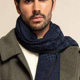Bruno (blue) - warm and soft Italian scarf from wool blend - Leather Gloves Online - Luxury Silk Scarf - 10