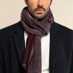 Bruno (grey/red) - warm and soft Italian scarf from wool blend - Leather Gloves Online - Luxury Silk Scarf - 2