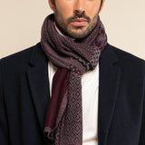 Bruno (grey/red) - warm and soft Italian scarf from wool blend - Leather Gloves Online - Luxury Silk Scarf - 2