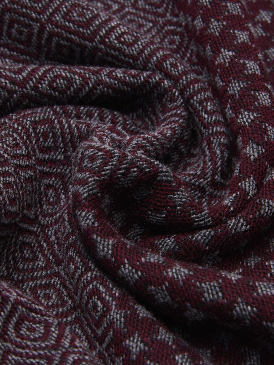 Bruno (grey/red) - warm and soft Italian scarf from wool blend - Leather Gloves Online - Luxury Silk Scarf - 4