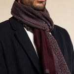 Bruno (grey/red) - warm and soft Italian scarf from wool blend - Leather Gloves Online - Luxury Silk Scarf - 8