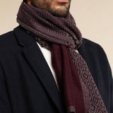 Bruno (grey/red) - warm and soft Italian scarf from wool blend - Leather Gloves Online - Luxury Silk Scarf - 8
