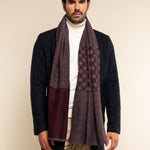 Bruno (grey/red) - warm and soft Italian scarf from wool blend - Leather Gloves Online - Luxury Silk Scarf - 9