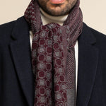 Bruno (grey/red) - warm and soft Italian scarf from wool blend - Leather Gloves Online - Luxury Silk Scarf - 10