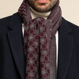 Bruno (grey/red) - warm and soft Italian scarf from wool blend - Leather Gloves Online - Luxury Silk Scarf - 10