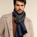 Romeo (blue/grey) - warm and soft scarf from 100% wool - Leather Gloves Online - Luxury Italian Scarf - 8