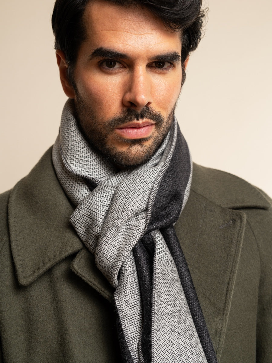 Romeo (blue/grey) - warm and soft scarf from 100% wool - Leather Gloves Online - Luxury Italian Scarf - 7