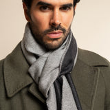 Romeo (blue/grey) - warm and soft scarf from 100% wool - Leather Gloves Online - Luxury Italian Scarf - 7