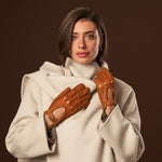 Raffaella (brown) – Luxurious Italian peccary driving gloves - Leather Gloves Online - Luxury Leather Gloves - 4