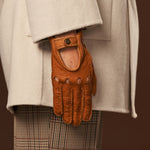 Raffaella (brown) – Luxurious Italian peccary driving gloves - Leather Gloves Online - Luxury Leather Gloves - 6