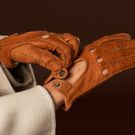 Raffaella (brown) – Luxurious Italian peccary driving gloves - Leather Gloves Online - Luxury Leather Gloves - 7