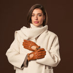 Raffaella (brown) – Luxurious Italian peccary driving gloves - Leather Gloves Online - Luxury Leather Gloves - 8
