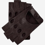 Rossana (dark brown) - Italian fingerless lambskin leather driving gloves - Leather Gloves Online - Luxury Leather Gloves - 1