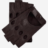 Rossana (dark brown) - Italian fingerless lambskin leather driving gloves - Leather Gloves Online - Luxury Leather Gloves - 1