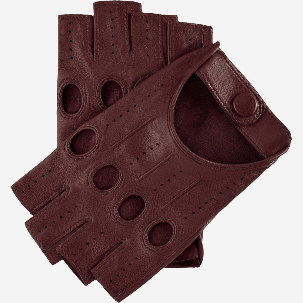 Rossana (cordovan) - Italian fingerless lambskin leather driving gloves - Leather Gloves Online - Luxury Leather Gloves - 1