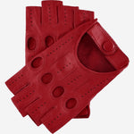 Rossana (red) - Italian fingerless lambskin leather driving gloves - Leather Gloves Online - Luxury Leather Gloves - 1